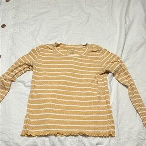 American Eagle Outfitters Mustard and Cream Striped Long Sleeve